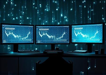 Artificial intelligence neural network overlaying a stock trading dashboard